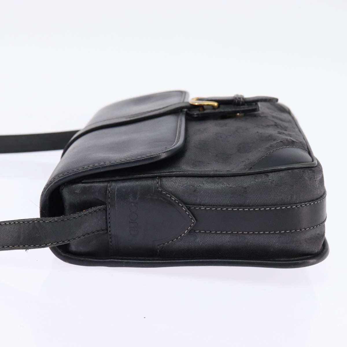 GUCCI GG Canvas Shoulder Bag Black Gold 001 261 0613 Auth 144610