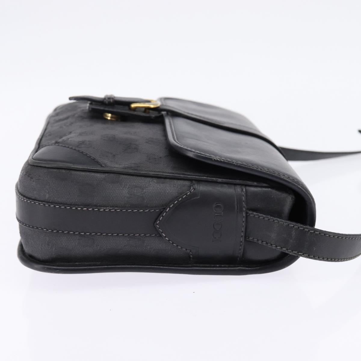 GUCCI GG Canvas Shoulder Bag Black Gold 001 261 0613 Auth 144610