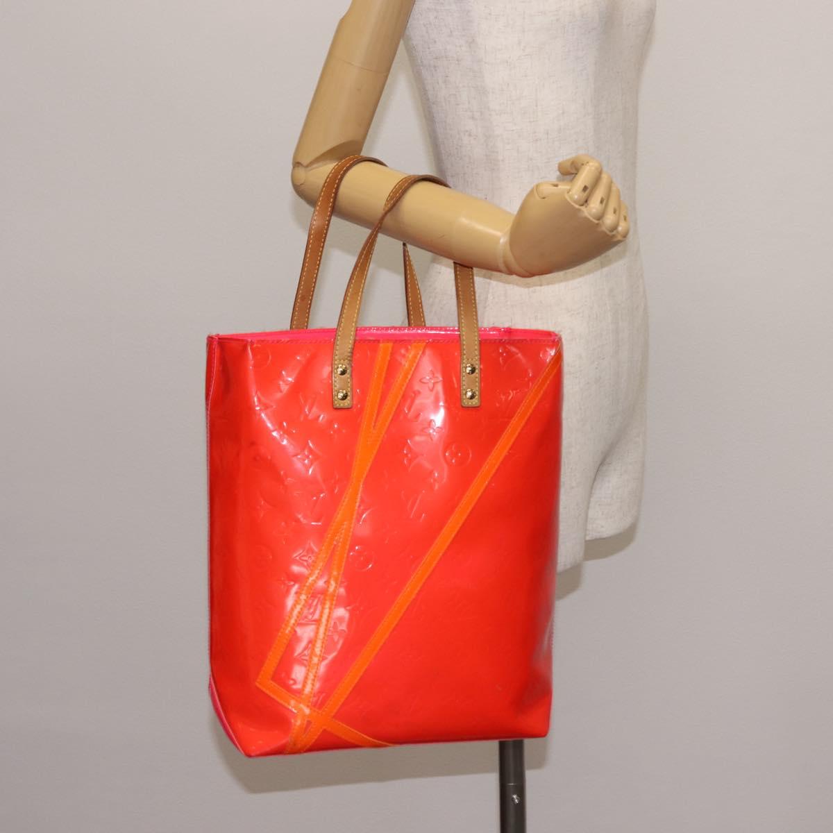 LOUIS VUITTON Monogram Vernis Fluo Reade MM Hand Bag Pink M91900 LV Auth 144619