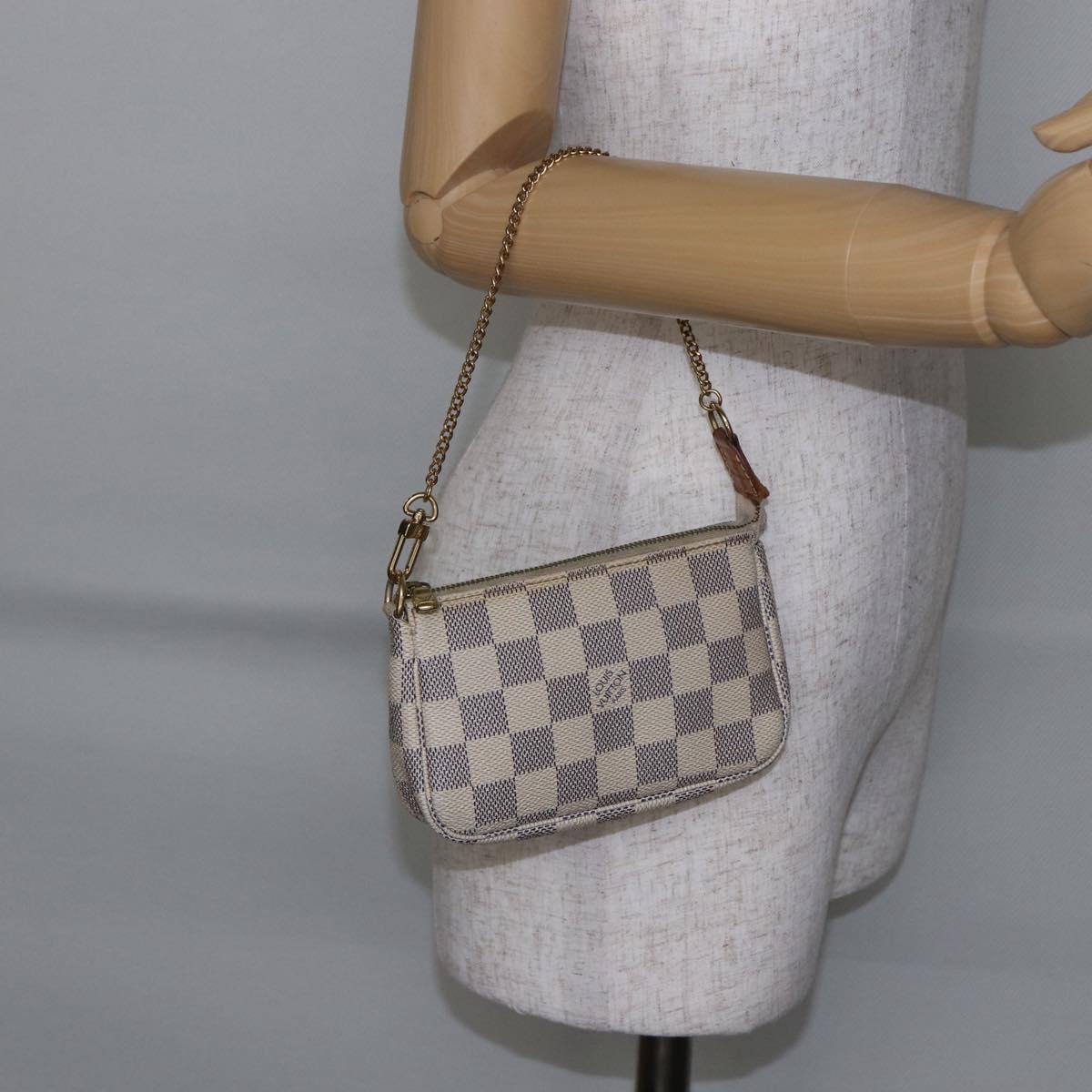 LOUIS VUITTON Damier Azur Mini Pochette Accessoires Pouch N63005 LV Auth 144622