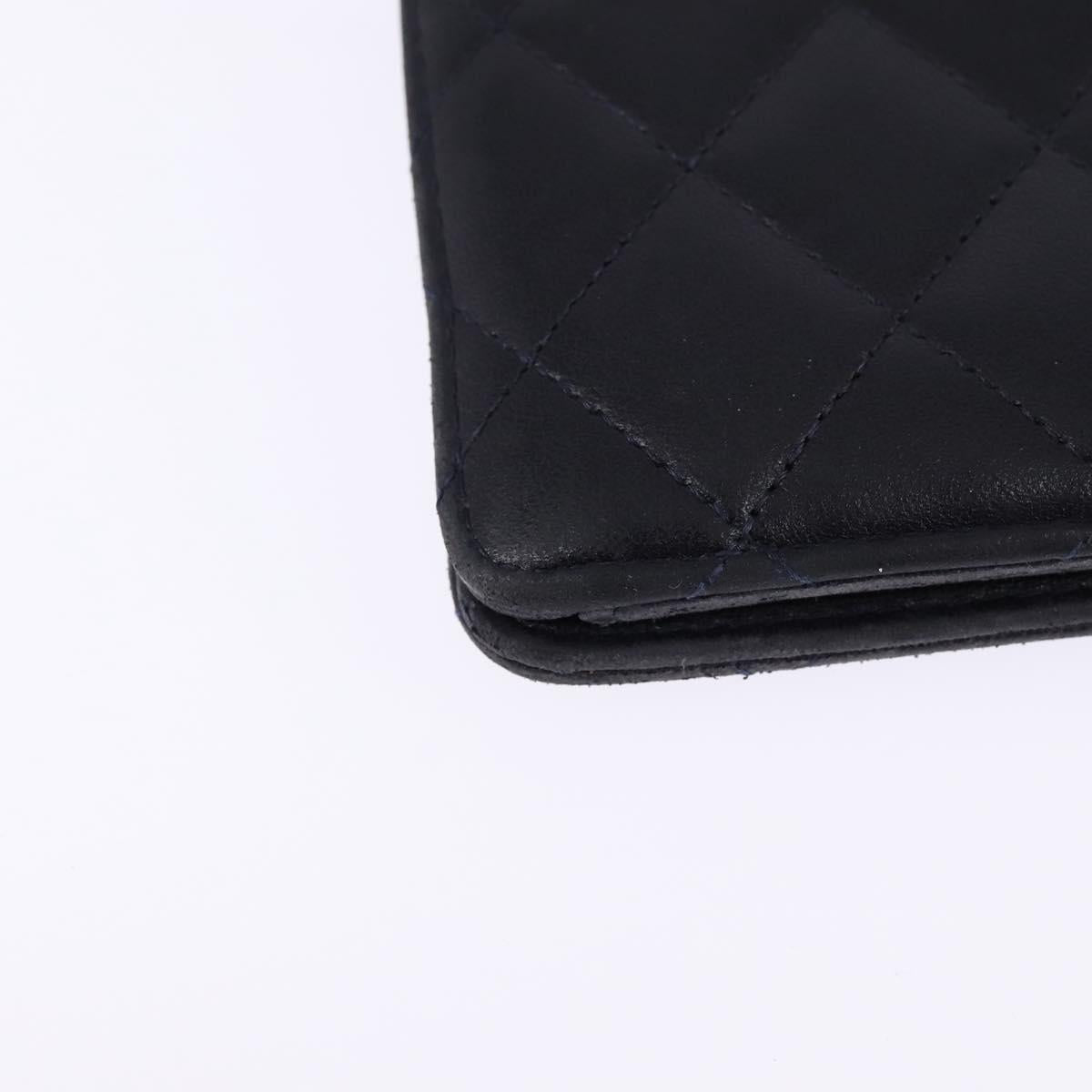 CHANEL Matelasse COCO Mark Long Wallet Leather Black CC Auth 144624