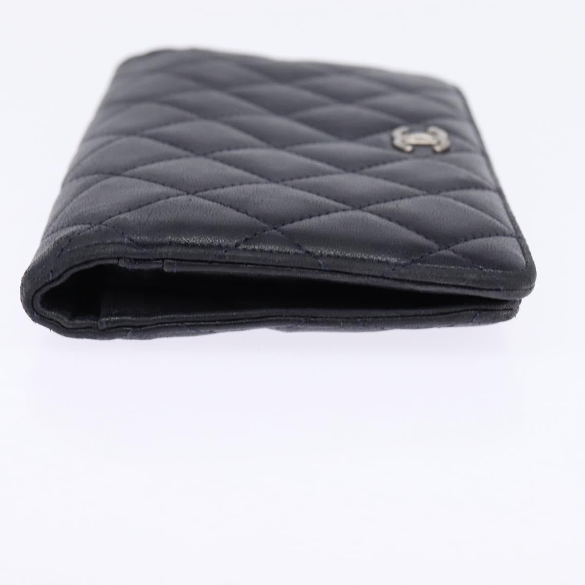 CHANEL Matelasse COCO Mark Long Wallet Leather Black CC Auth 144624