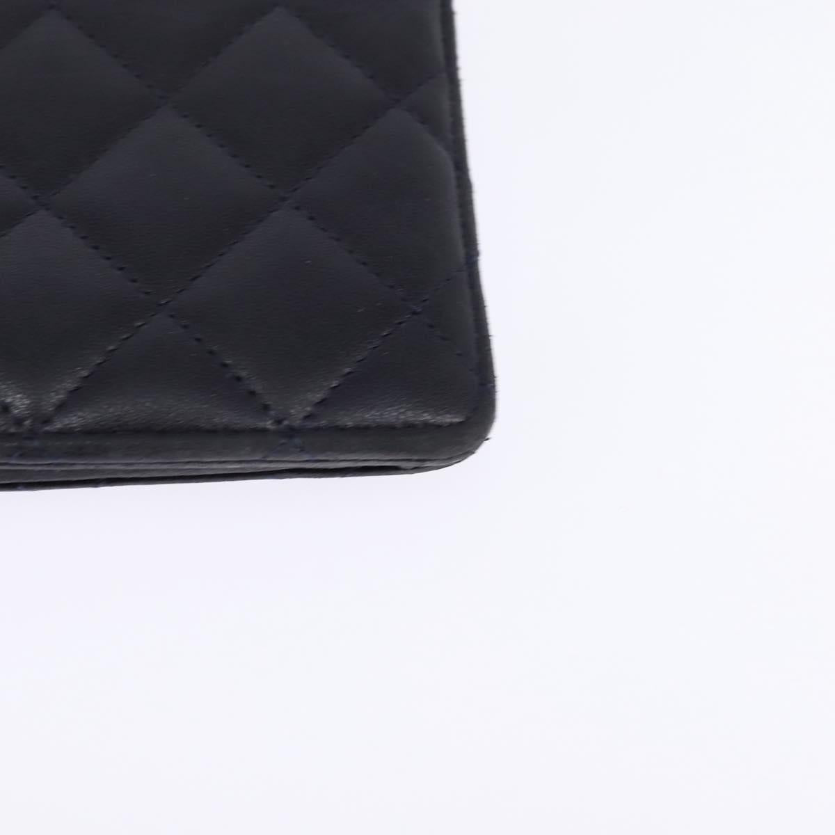 CHANEL Matelasse COCO Mark Long Wallet Leather Black CC Auth 144624