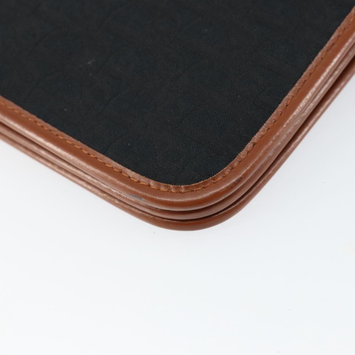 Christian Dior Trotter Canvas Chain Shoulder Bag Black Gold Auth 144627