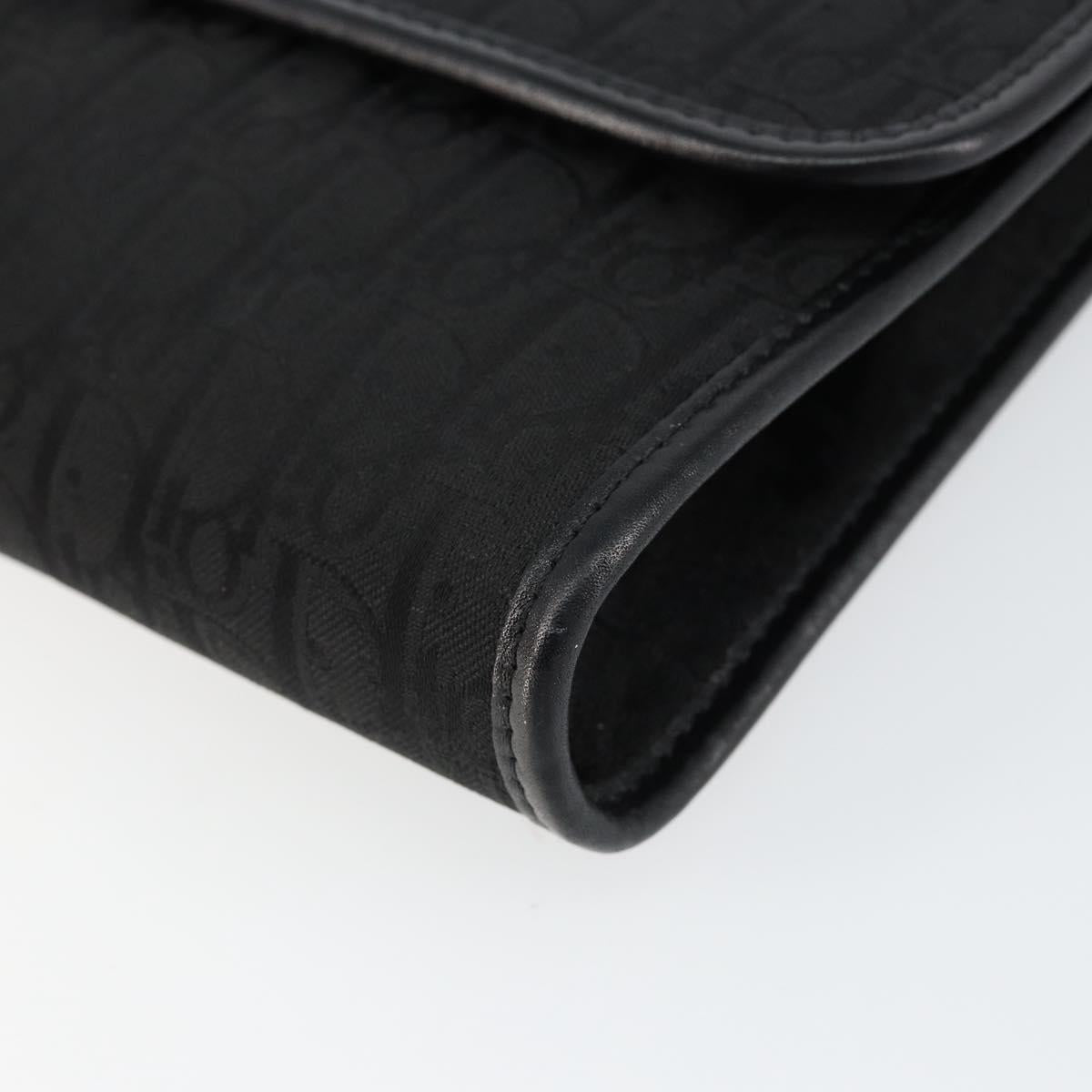 Christian Dior Trotter Canvas Chain Shoulder Bag Black Gold Auth 144628