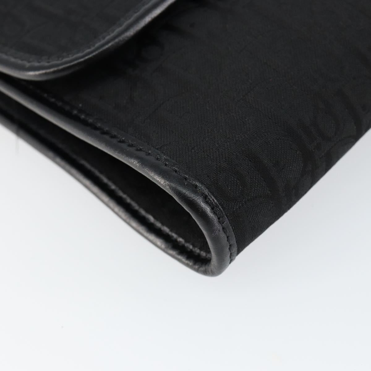 Christian Dior Trotter Canvas Chain Shoulder Bag Black Gold Auth 144628