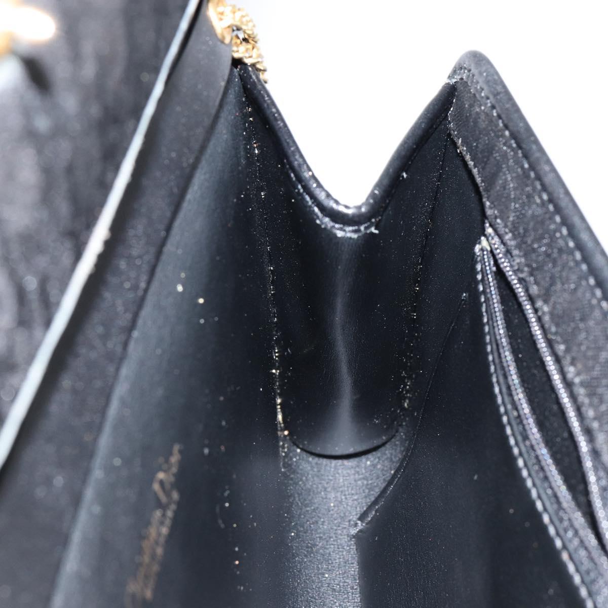 Christian Dior Trotter Canvas Chain Shoulder Bag Black Gold Auth 144628