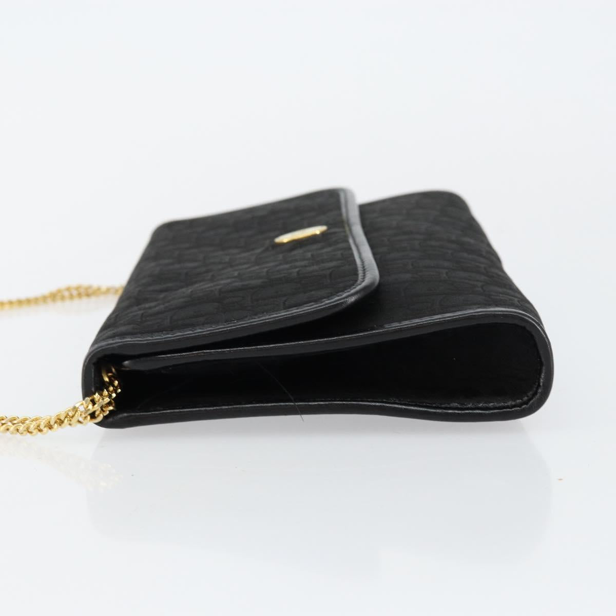 Christian Dior Trotter Canvas Chain Shoulder Bag Black Gold Auth 144628