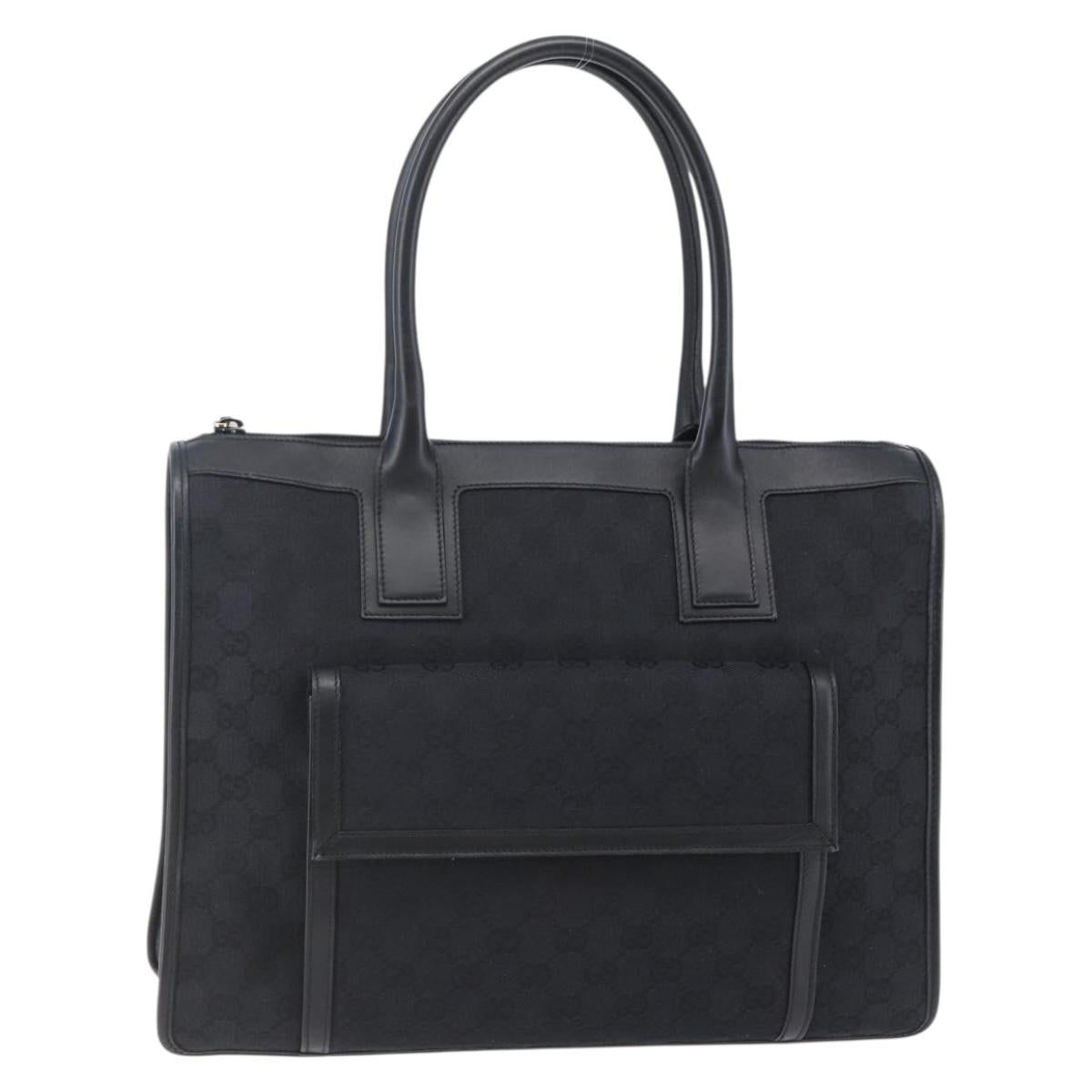 GUCCI GG Canvas Hand Bag Black Silver 000 0854 Auth 144629