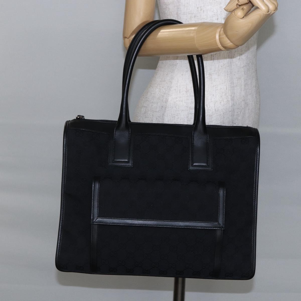 GUCCI GG Canvas Hand Bag Black Silver 000 0854 Auth 144629