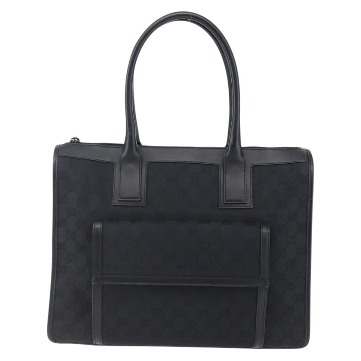 GUCCI GG Canvas Hand Bag Black Silver 000 0854 Auth 144629