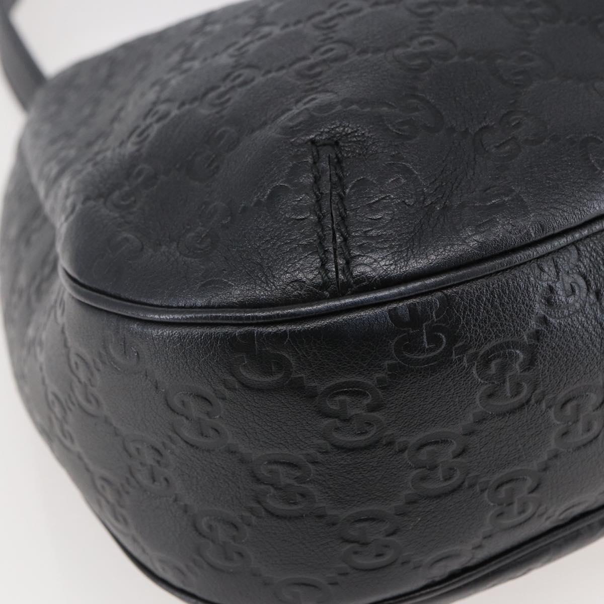 GUCCI GG Canvas Guccissima Shoulder Bag Leather Black Gold 233608 Auth 144630V
