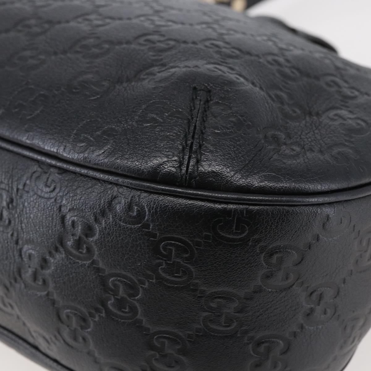 GUCCI GG Canvas Guccissima Shoulder Bag Leather Black Gold 233608 Auth 144630V