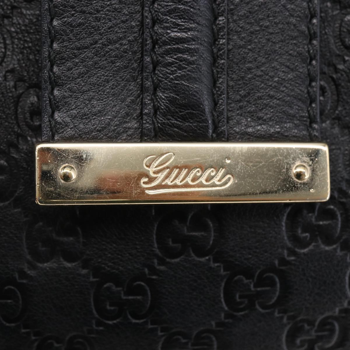 GUCCI GG Canvas Guccissima Shoulder Bag Leather Black Gold 233608 Auth 144630V
