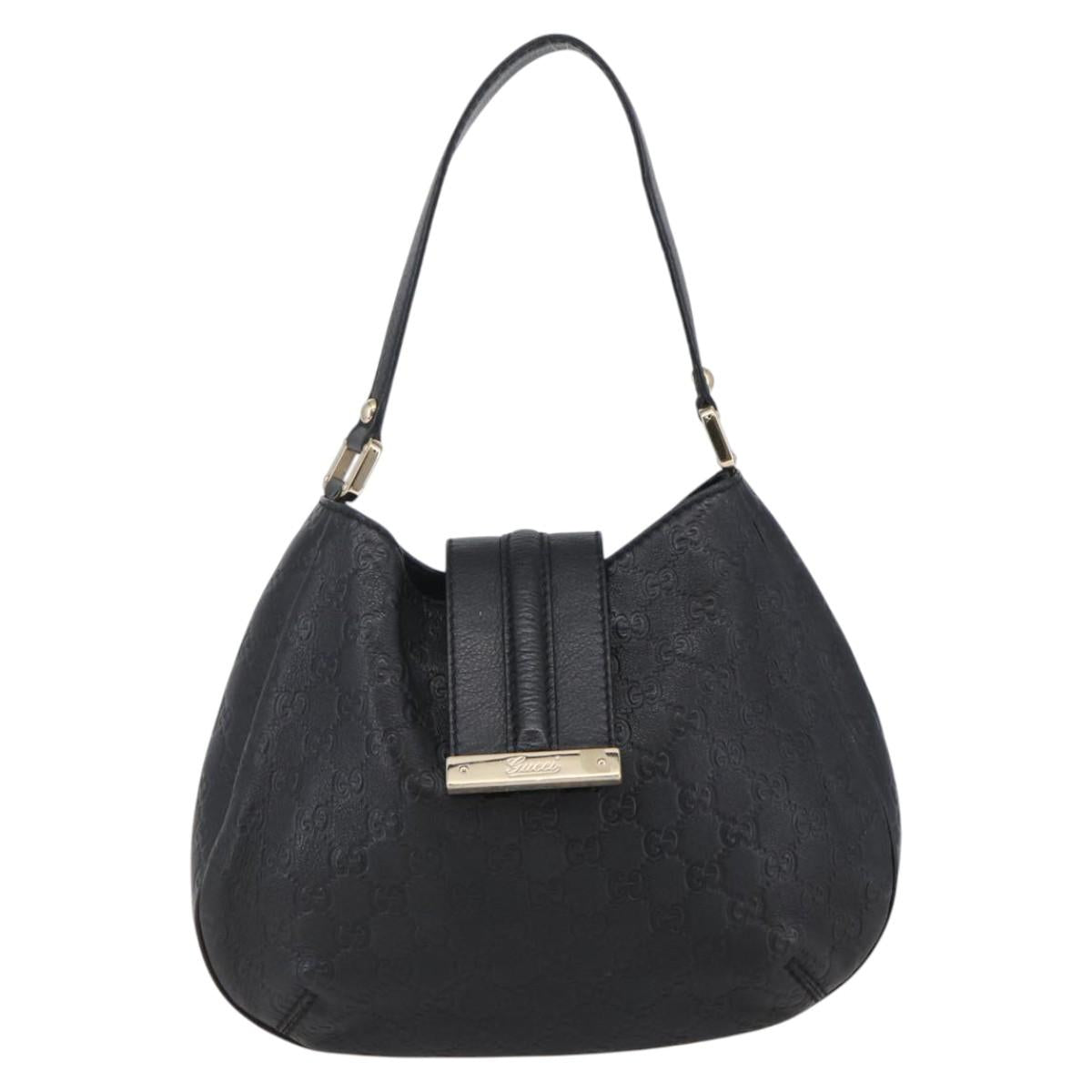 GUCCI GG Canvas Guccissima Shoulder Bag Leather Black Gold 233608 Auth 144630V