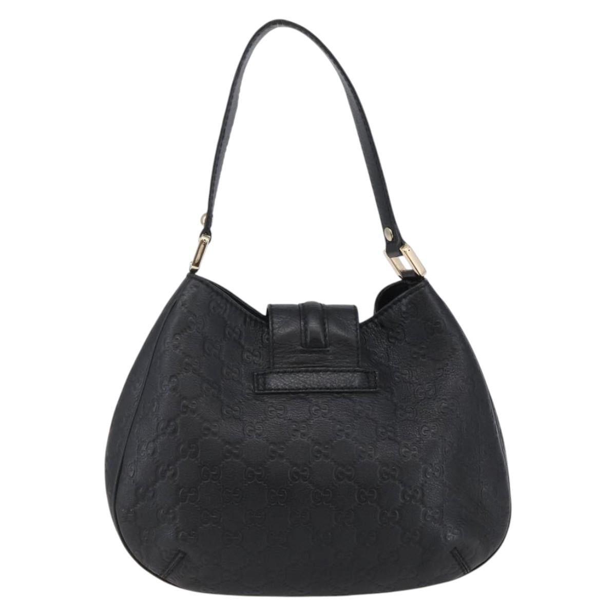 GUCCI GG Canvas Guccissima Shoulder Bag Leather Black Gold 233608 Auth 144630V