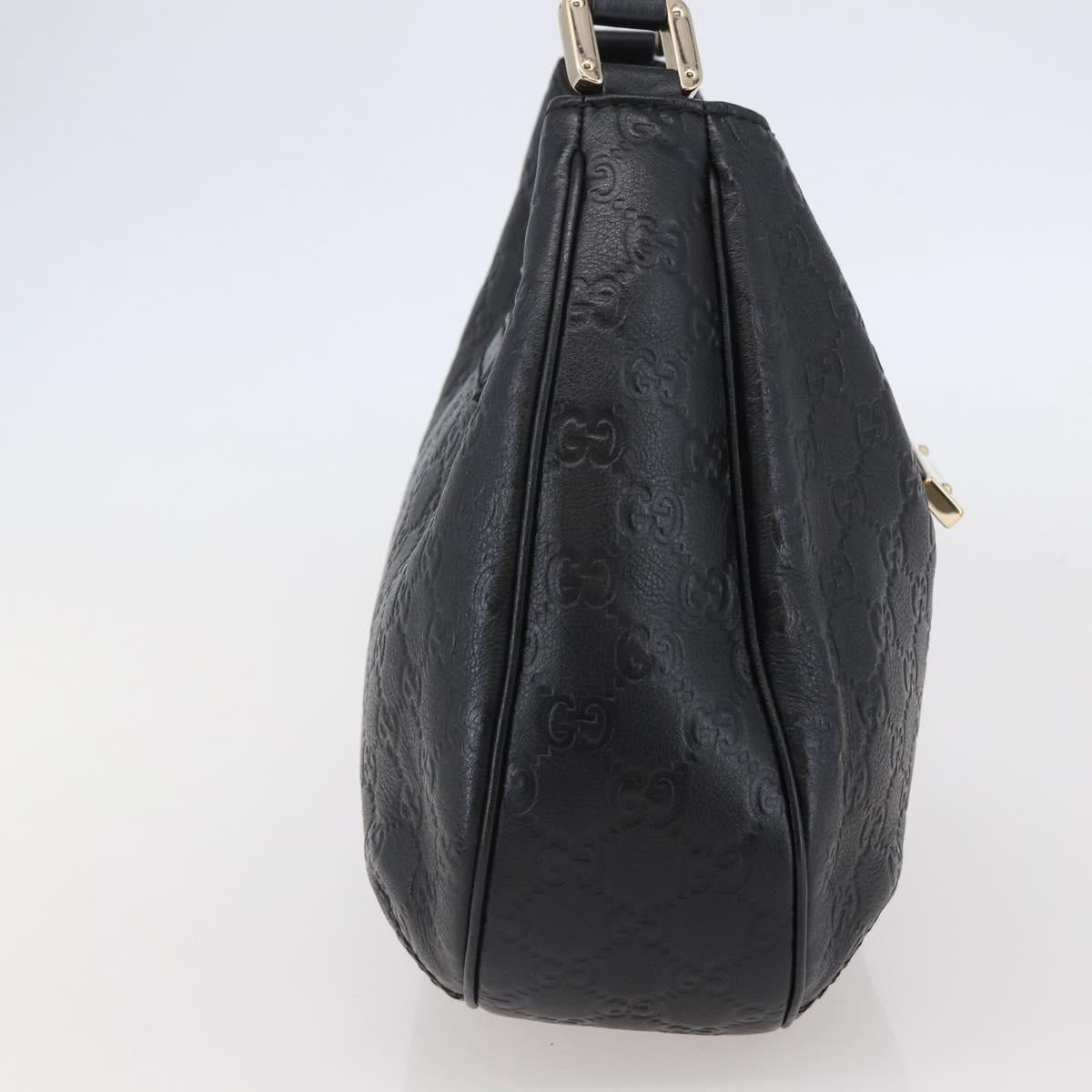 GUCCI GG Canvas Guccissima Shoulder Bag Leather Black Gold 233608 Auth 144630V