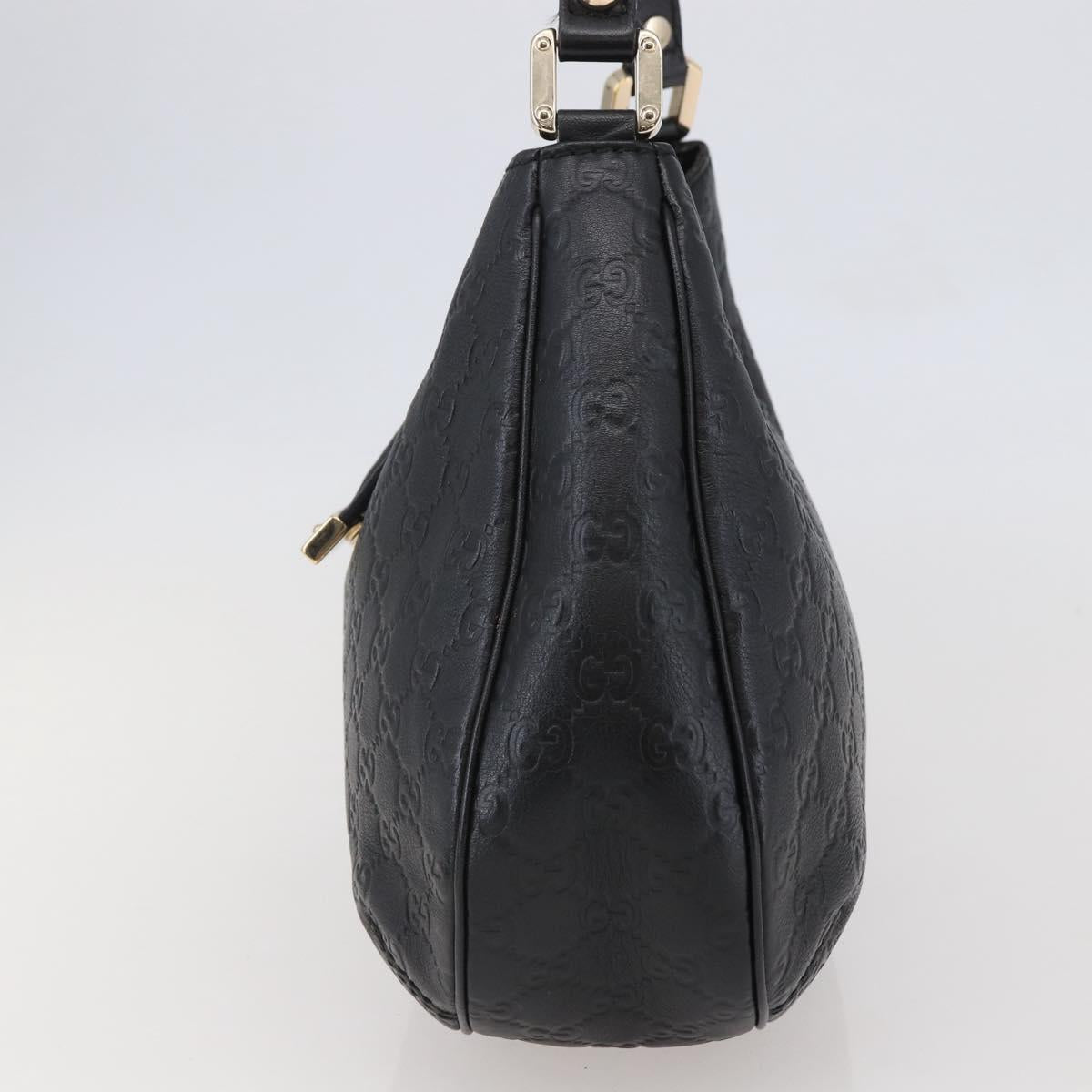 GUCCI GG Canvas Guccissima Shoulder Bag Leather Black Gold 233608 Auth 144630V