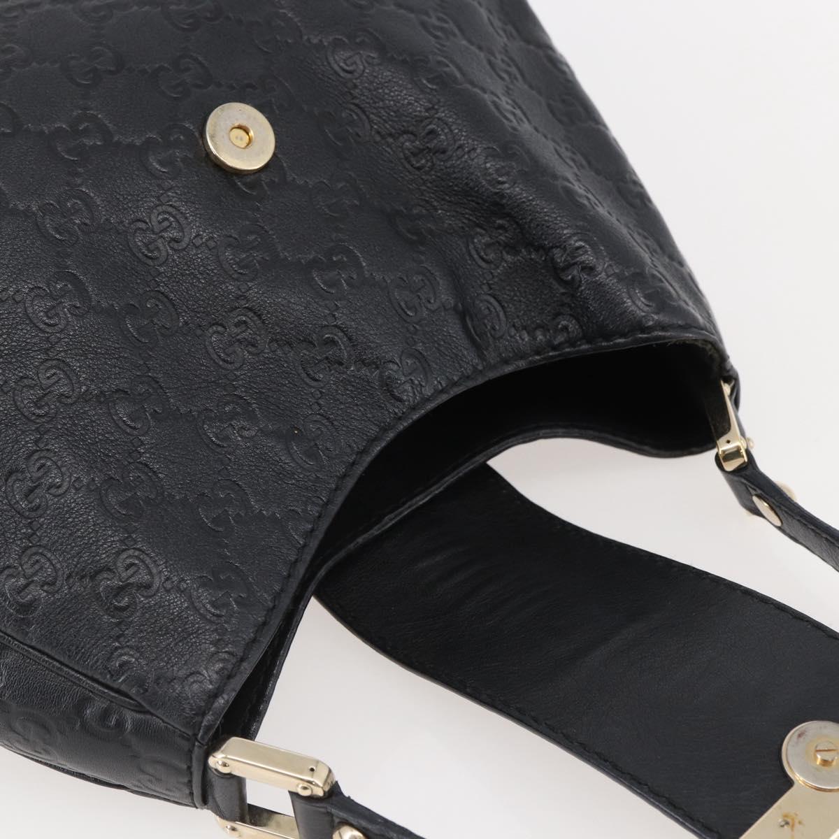 GUCCI GG Canvas Guccissima Shoulder Bag Leather Black Gold 233608 Auth 144630V
