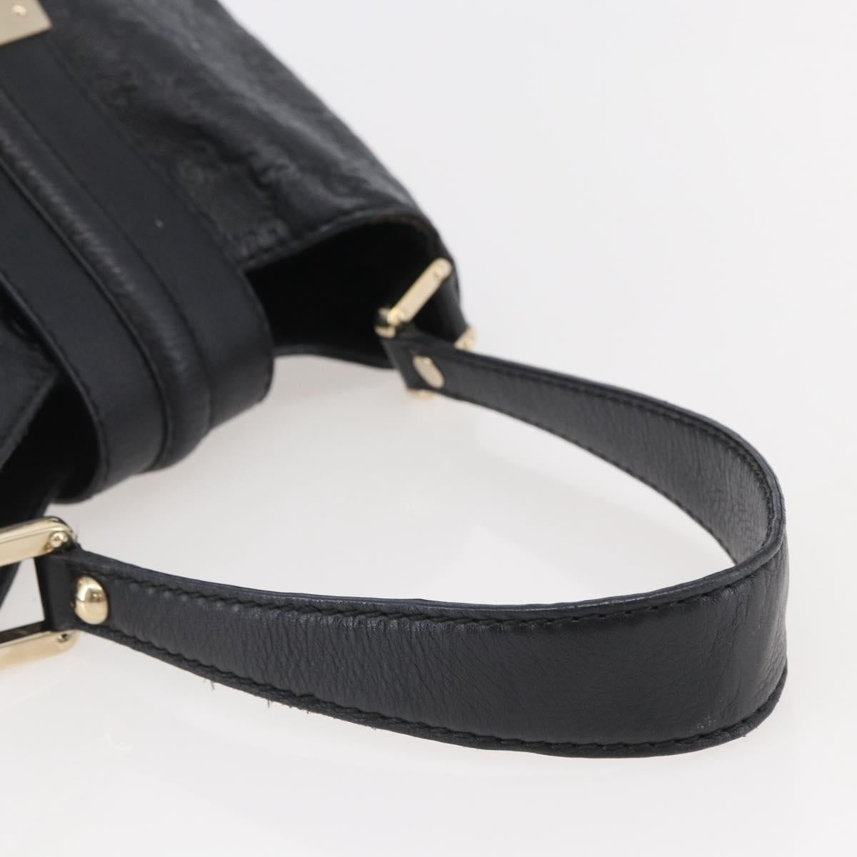 GUCCI GG Canvas Guccissima Shoulder Bag Leather Black Gold 233608 Auth 144630V