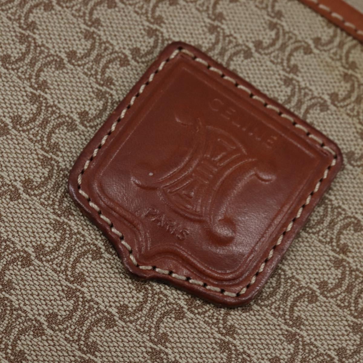 CELINE Macadam Canvas Shoulder Bag PVC Beige Gold Auth 144633