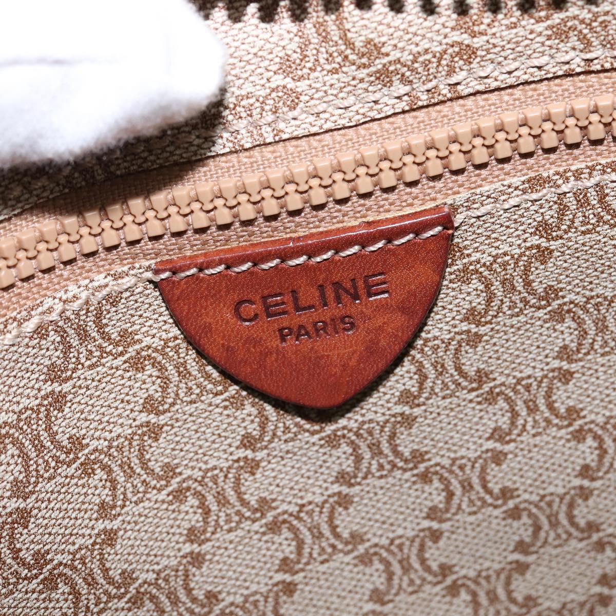 CELINE Macadam Canvas Shoulder Bag PVC Beige Gold Auth 144633