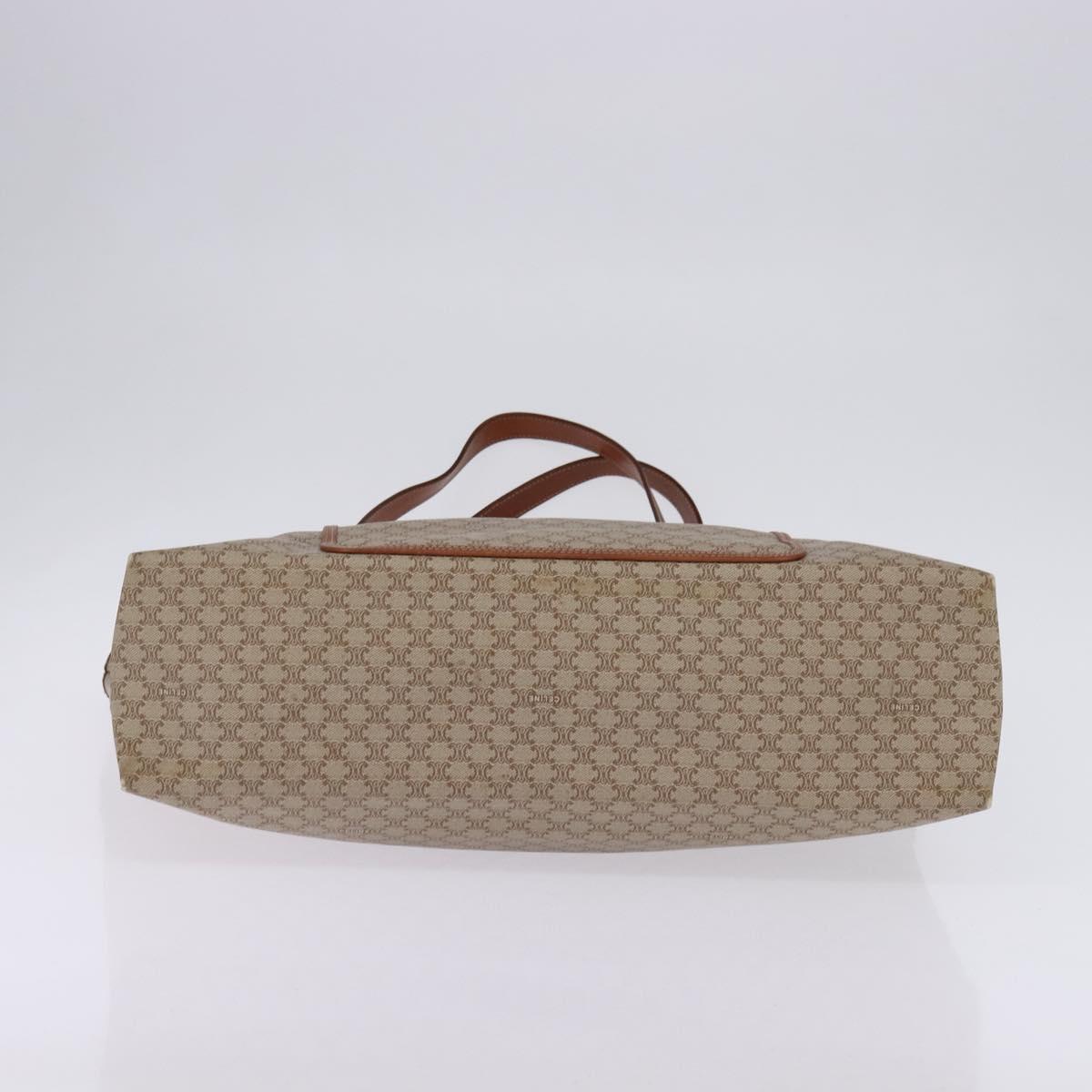 CELINE Macadam Canvas Shoulder Bag PVC Beige Gold Auth 144633