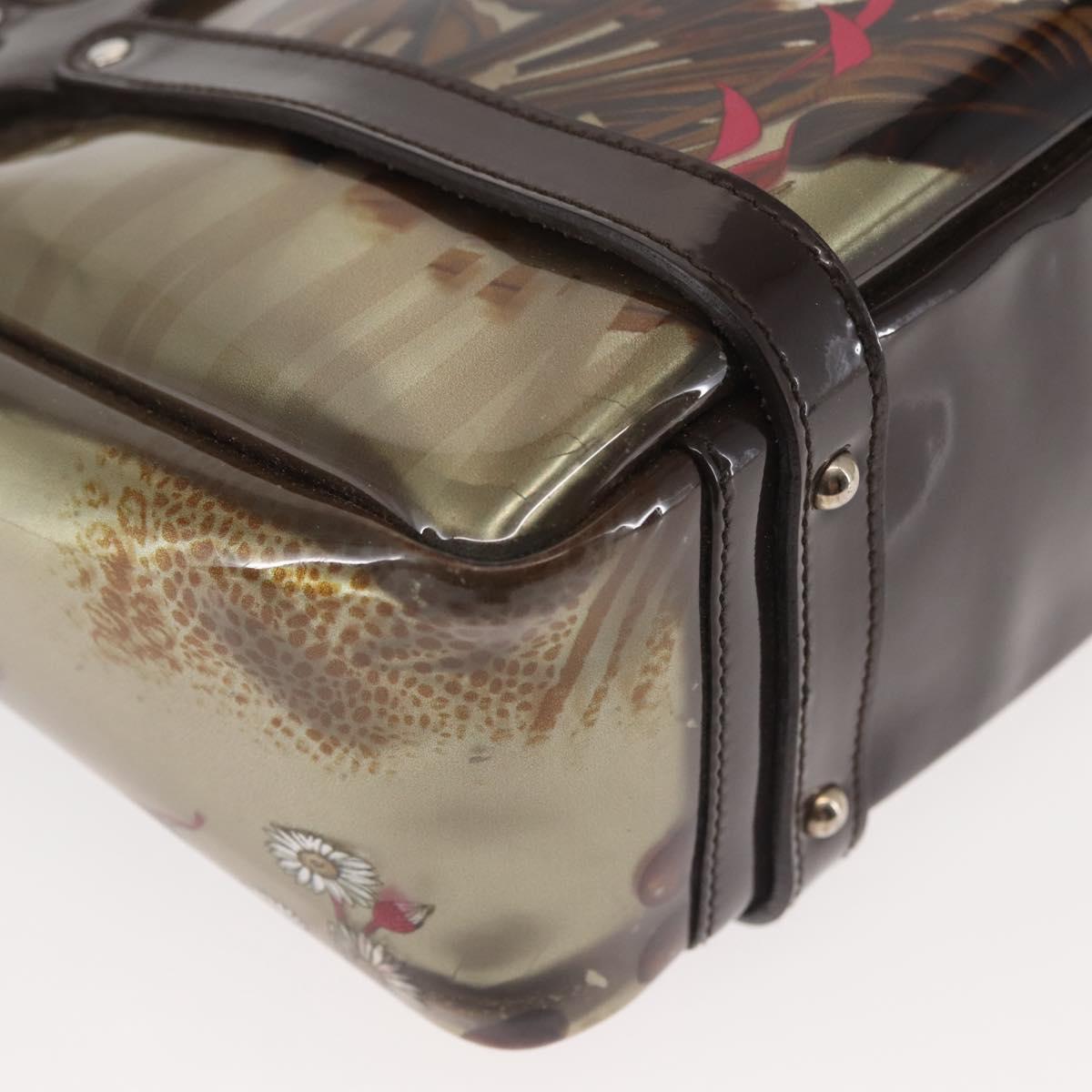 Salvatore Ferragamo Animal Pattern Hand Bag Vinyl Brown Auth 144645