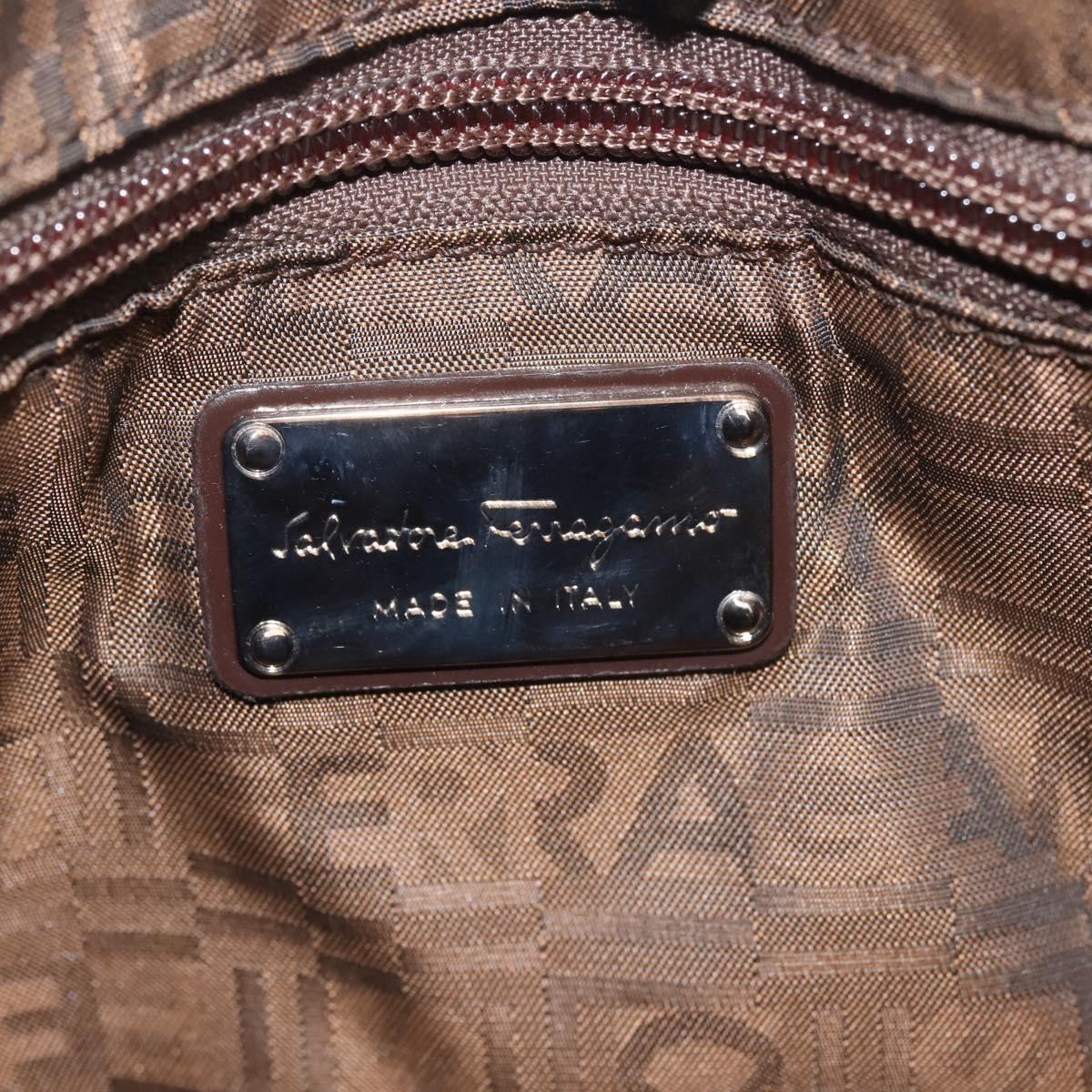 Salvatore Ferragamo Animal Pattern Hand Bag Vinyl Brown Auth 144645