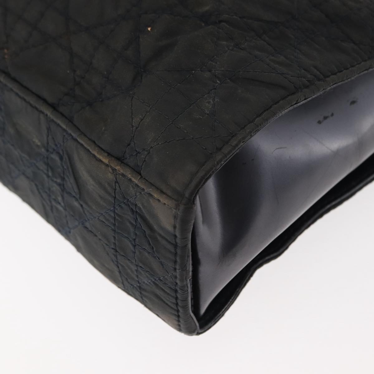 Christian Dior Canage Shoulder Bag Nylon Black Silver Auth 144646