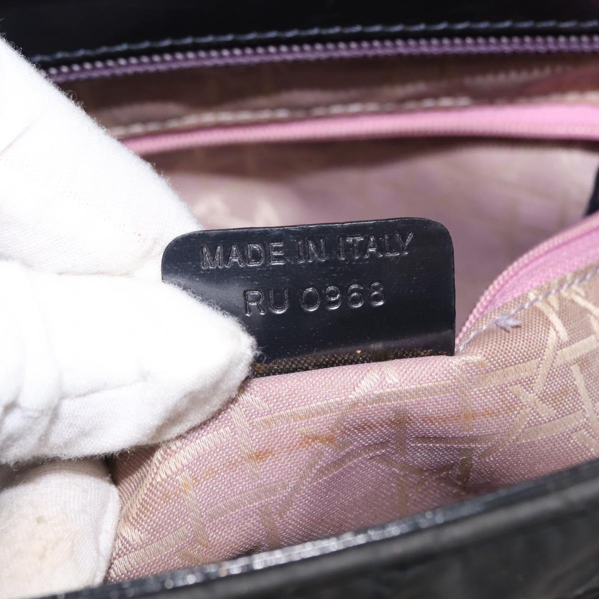 Christian Dior Canage Shoulder Bag Nylon Black Silver Auth 144646