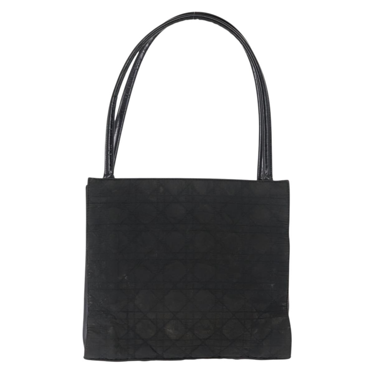 Christian Dior Canage Shoulder Bag Nylon Black Silver Auth 144646