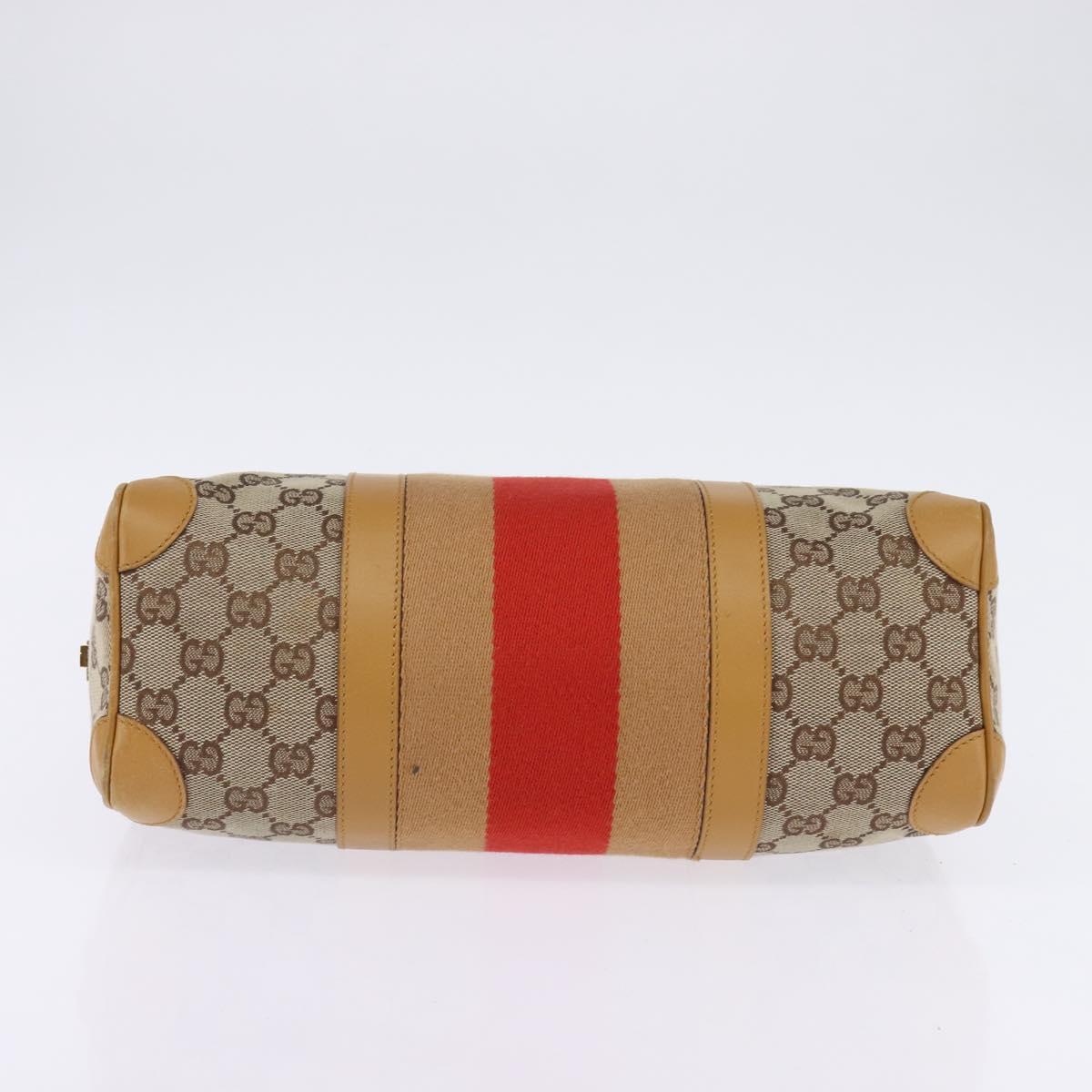 GUCCI GG Canvas Sherry Line Hand Bag Beige Gold 000 0851 Auth 144649
