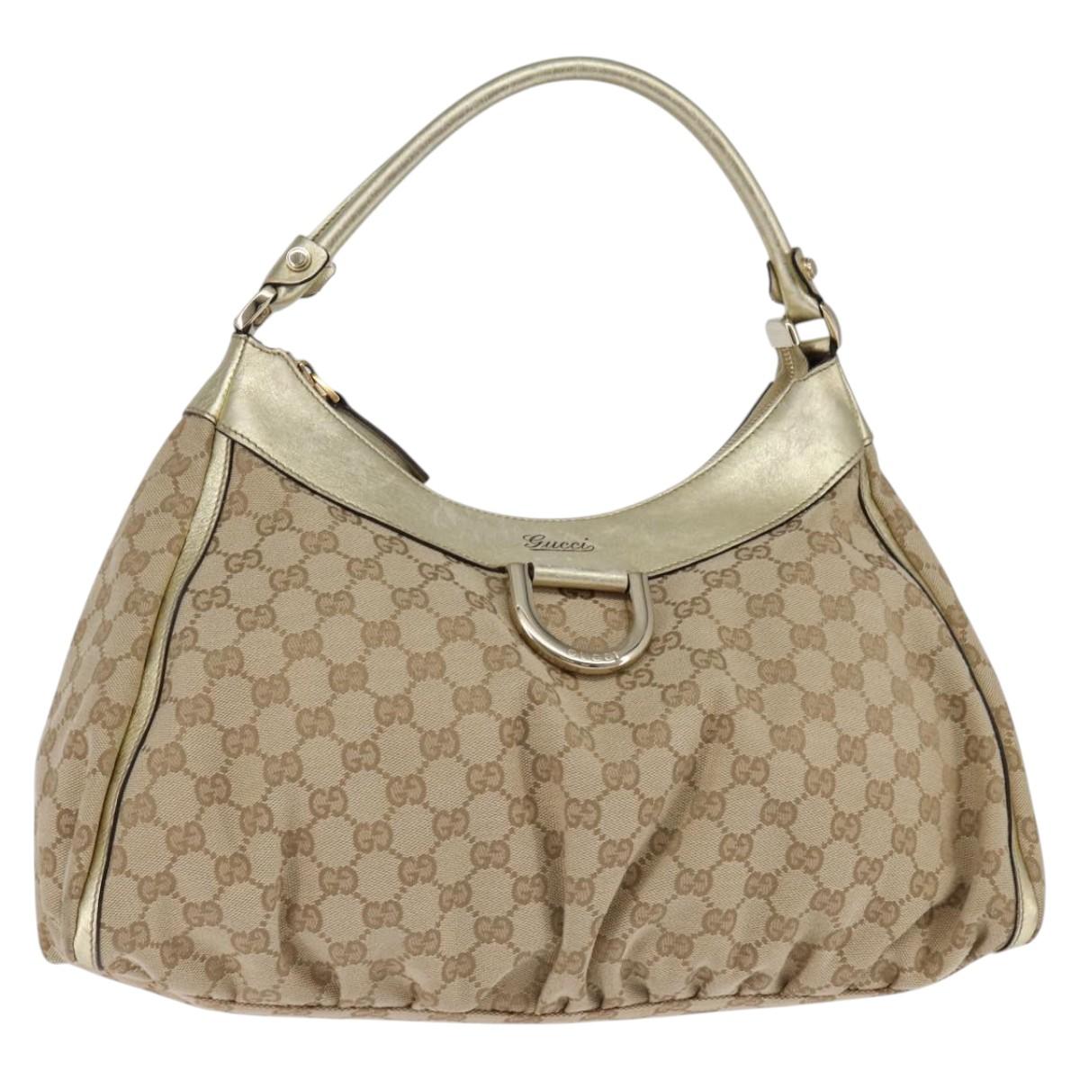 GUCCI GG Canvas Abbey Shoulder Bag Beige Gold 189833 Auth 144659