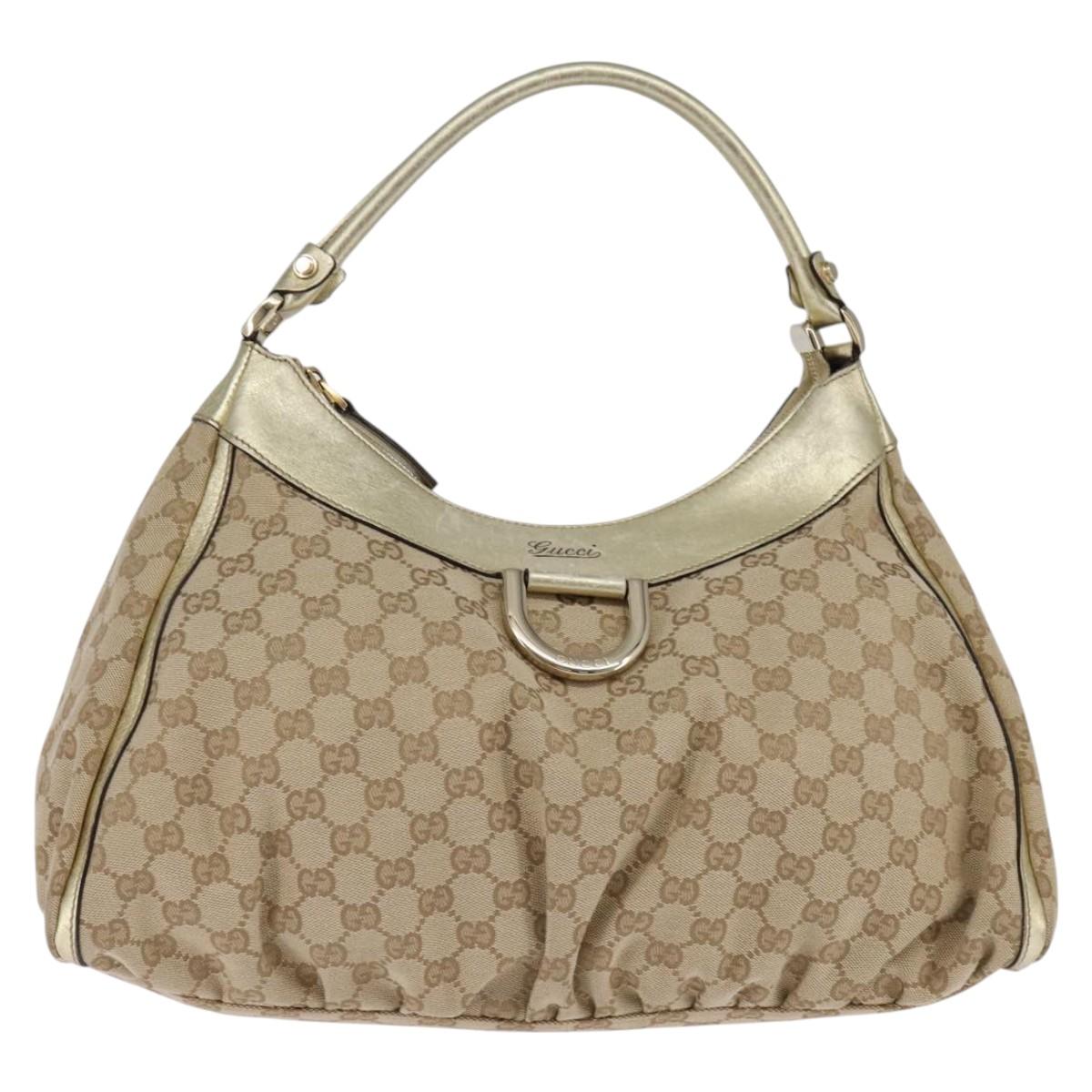 GUCCI GG Canvas Abbey Shoulder Bag Beige Gold 189833 Auth 144659