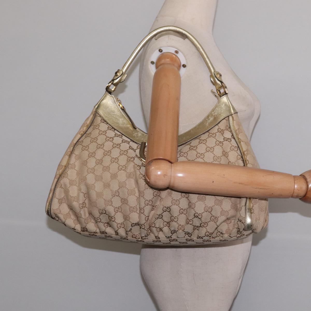 GUCCI GG Canvas Abbey Shoulder Bag Beige Gold 189833 Auth 144659