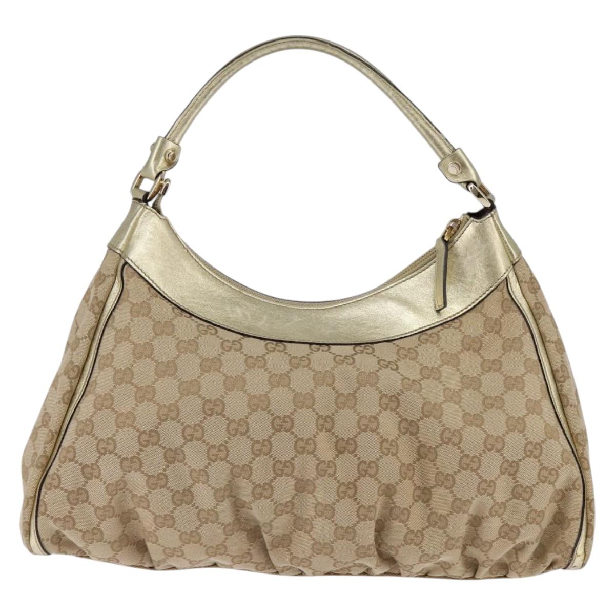 GUCCI GG Canvas Abbey Shoulder Bag Beige Gold 189833 Auth 144659