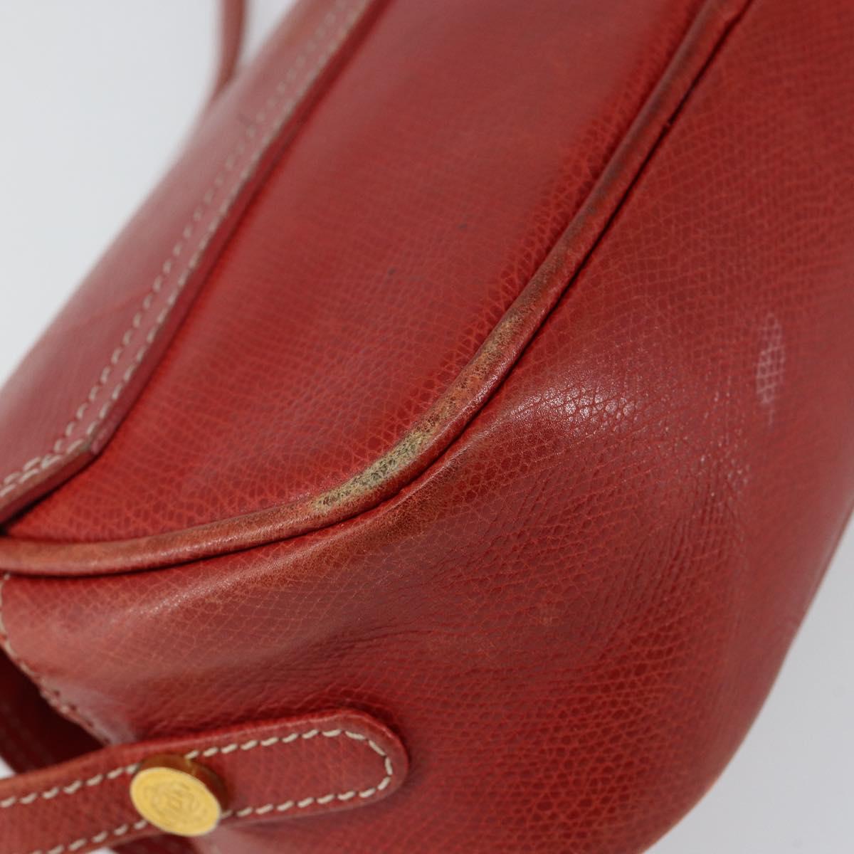 LOEWE Anagram Shoulder Bag Leather Red Gold Auth 144660