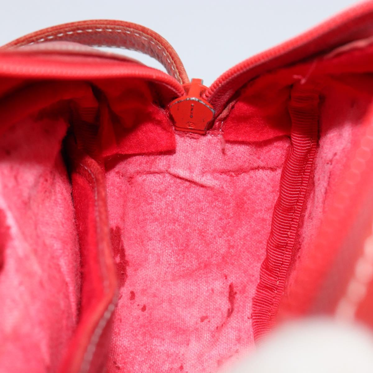 LOEWE Anagram Shoulder Bag Leather Red Gold Auth 144660