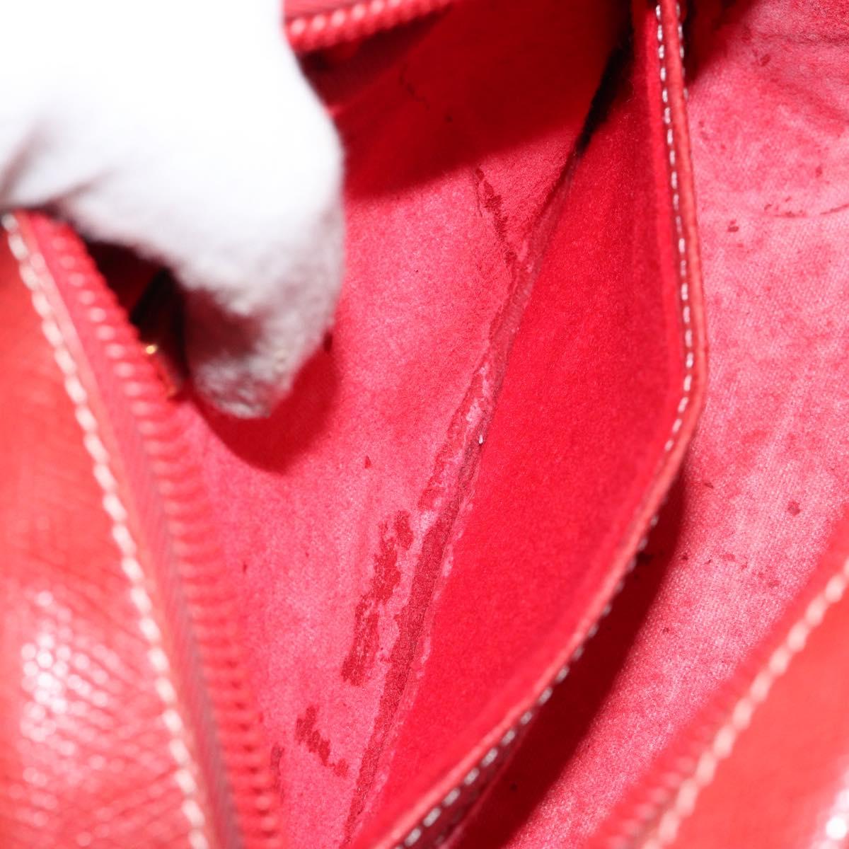 LOEWE Anagram Shoulder Bag Leather Red Gold Auth 144660