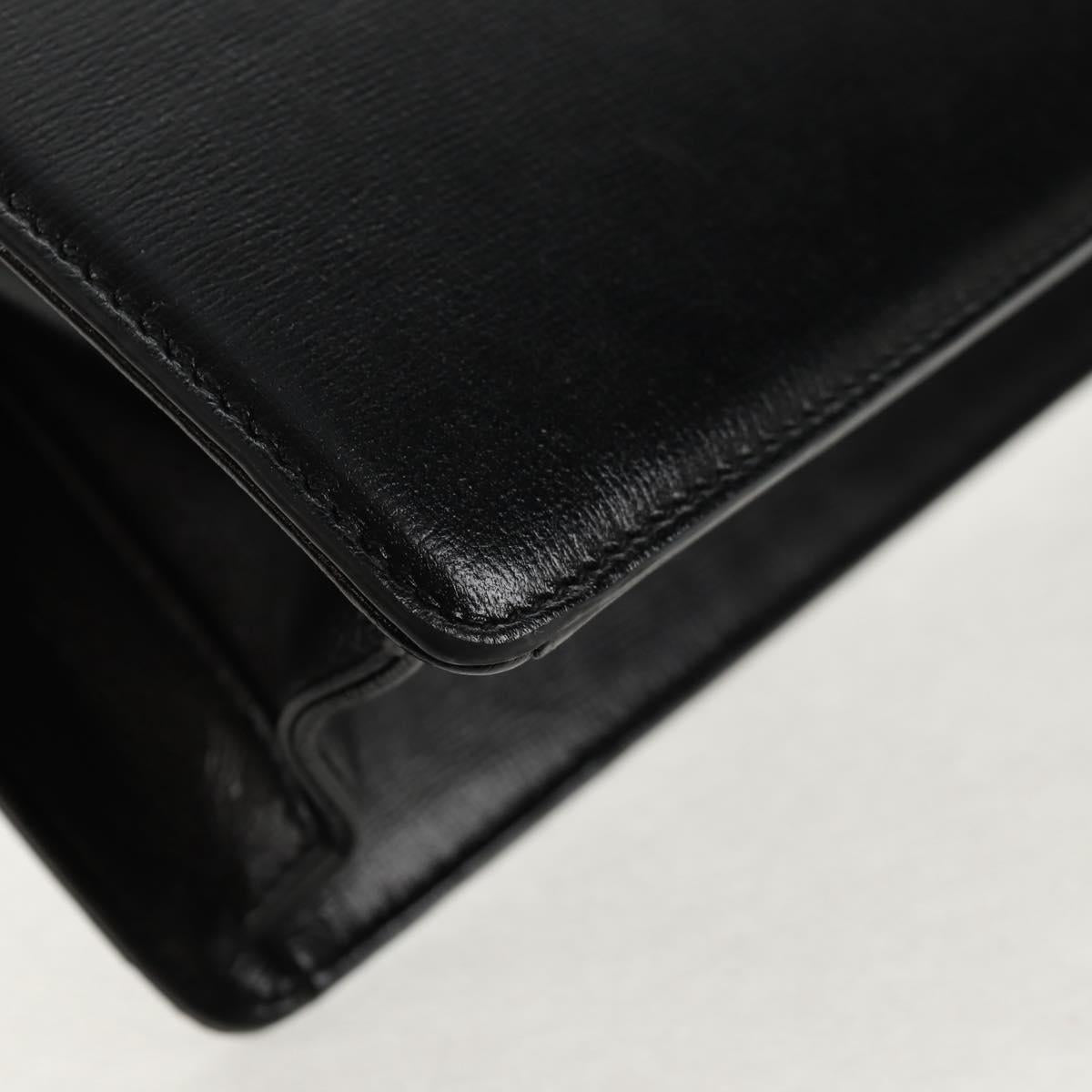 GUCCI GG Logo Shoulder Bag Leather Black Gold 589471 Auth 144672M