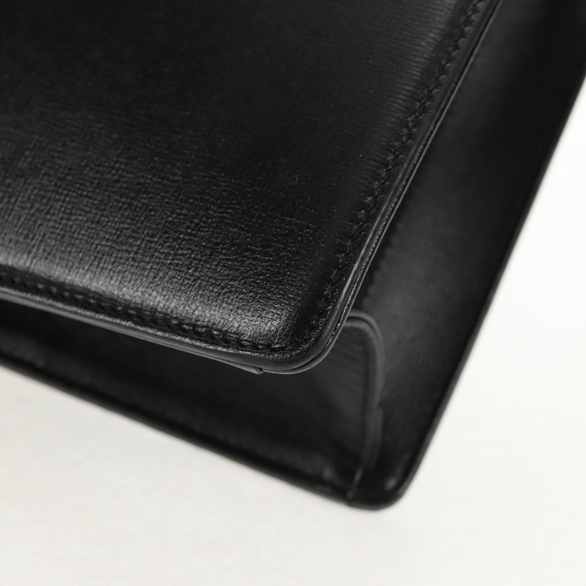 GUCCI GG Logo Shoulder Bag Leather Black Gold 589471 Auth 144672M