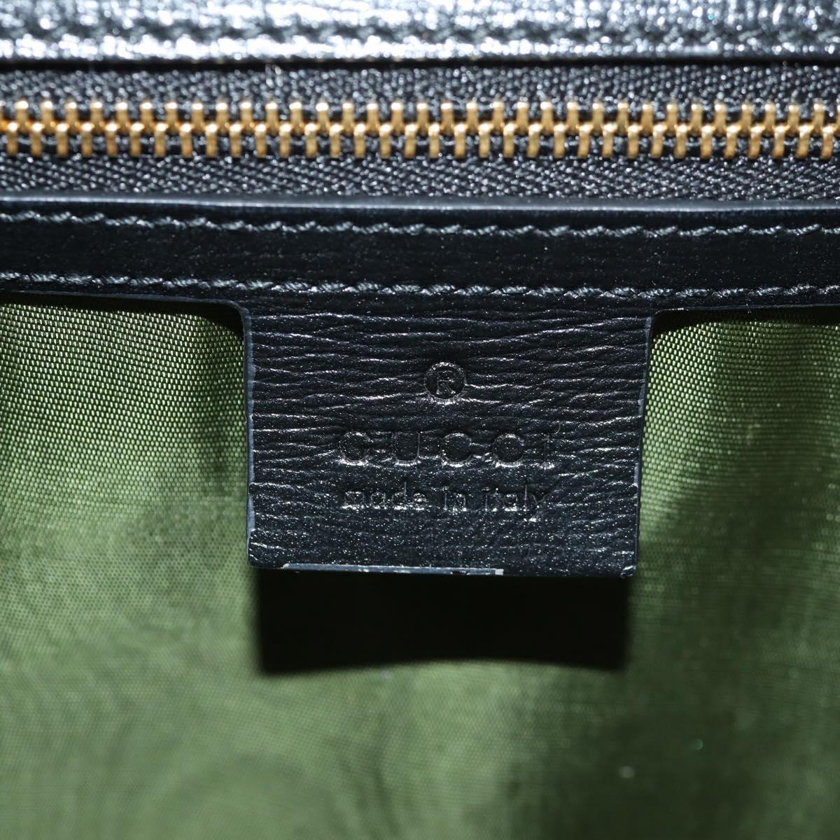 GUCCI GG Logo Shoulder Bag Leather Black Gold 589471 Auth 144672M