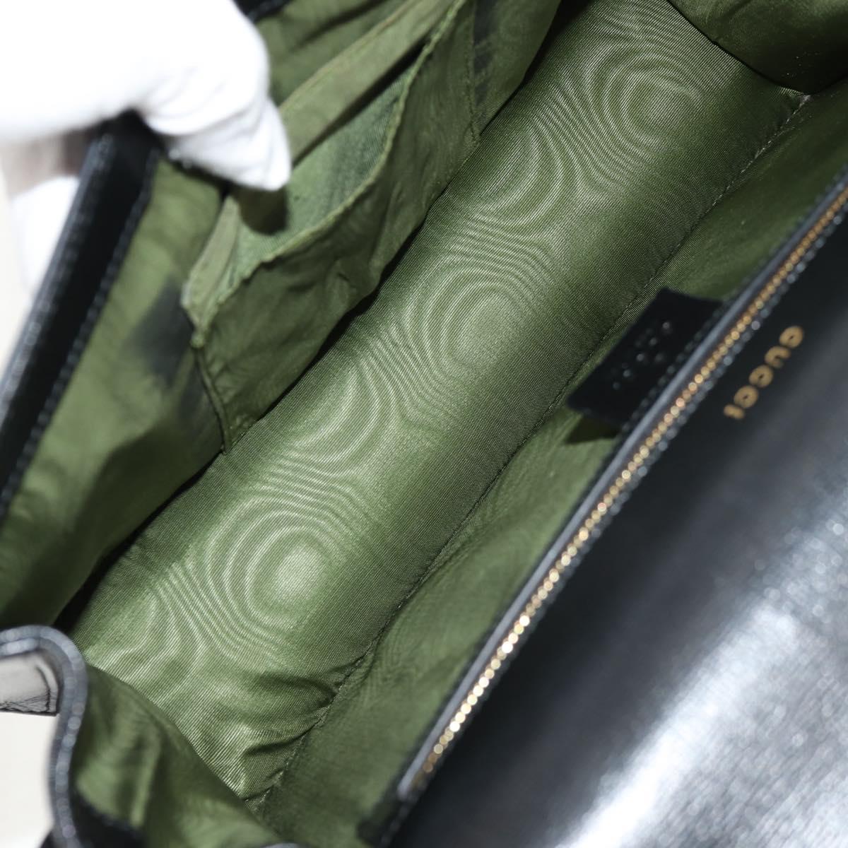 GUCCI GG Logo Shoulder Bag Leather Black Gold 589471 Auth 144672M