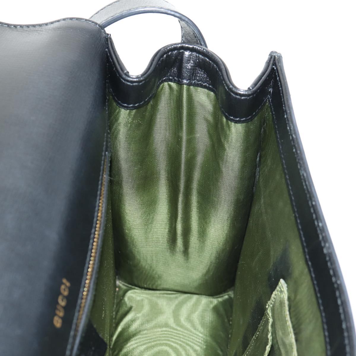 GUCCI GG Logo Shoulder Bag Leather Black Gold 589471 Auth 144672M