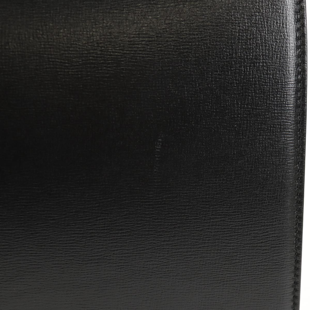 GUCCI GG Logo Shoulder Bag Leather Black Gold 589471 Auth 144672M