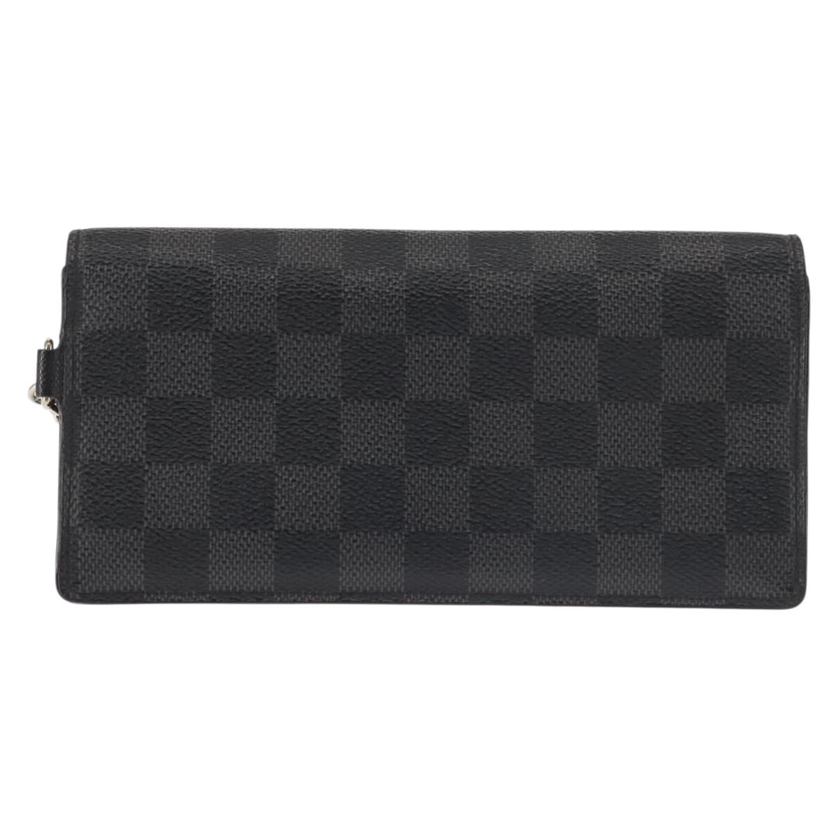 LOUIS VUITTON Damier Graphite Portefeuille Accordion Wallet N60023 Auth 144679