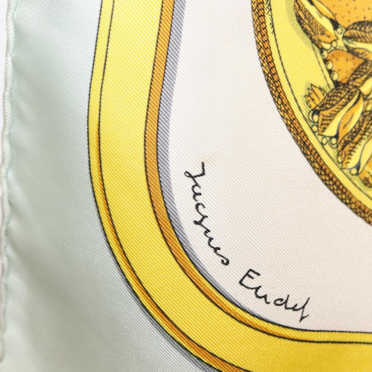 HERMES Carre 90 Scarf ""GRAND APPARAT"" Silk Light Blue Auth 144681