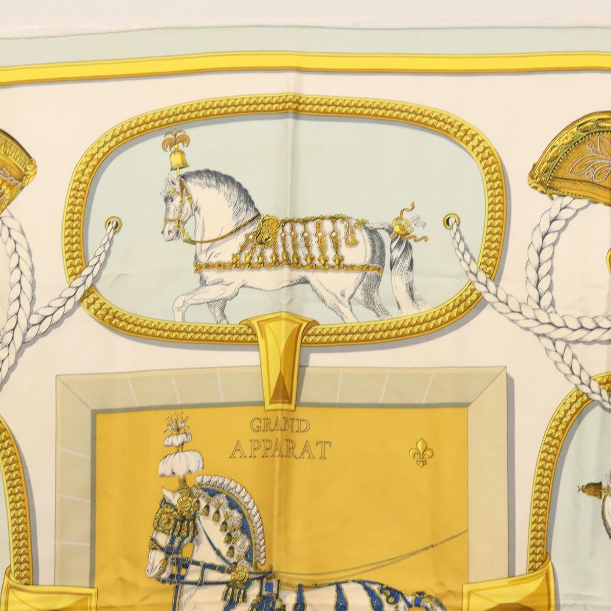 HERMES Carre 90 Scarf ""GRAND APPARAT"" Silk Light Blue Auth 144681