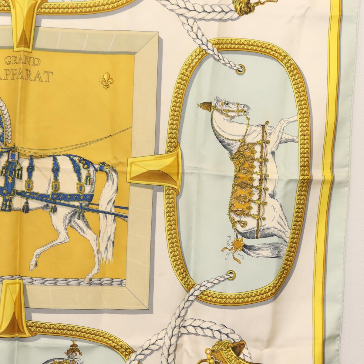 HERMES Carre 90 Scarf ""GRAND APPARAT"" Silk Light Blue Auth 144681